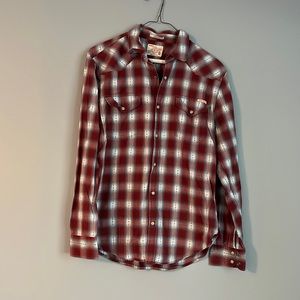 Lucky Brand plaid long sleeve snap front shirt